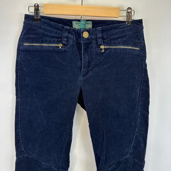 Lauren Ralph Lauren Active Navy Blue Corduroy Slim Mid Rise Pants Womens Size 2 - Picture 2 of 16